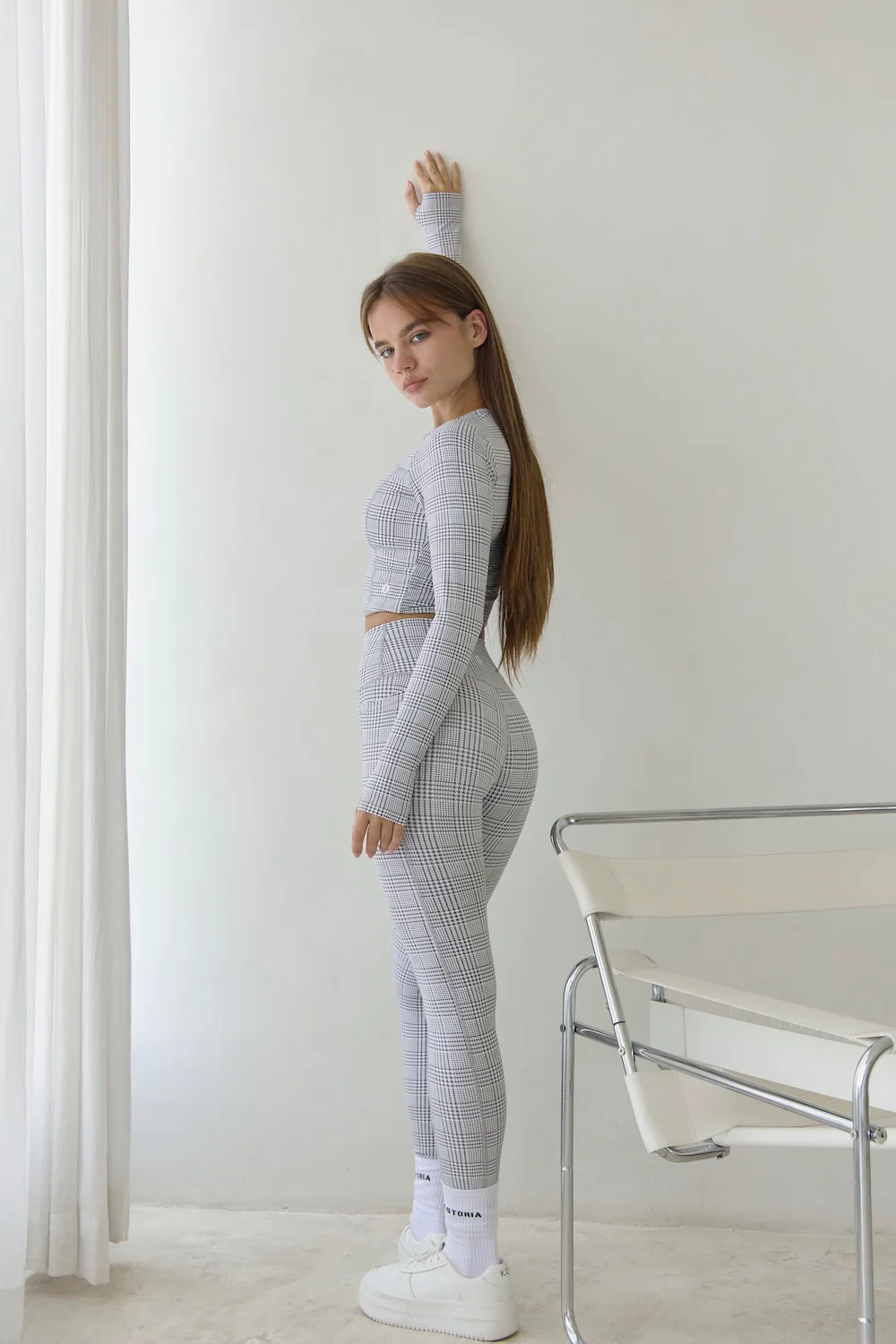 Astoria Airvíve Staple Sleeved Crop - Grey Plaid - Image 3