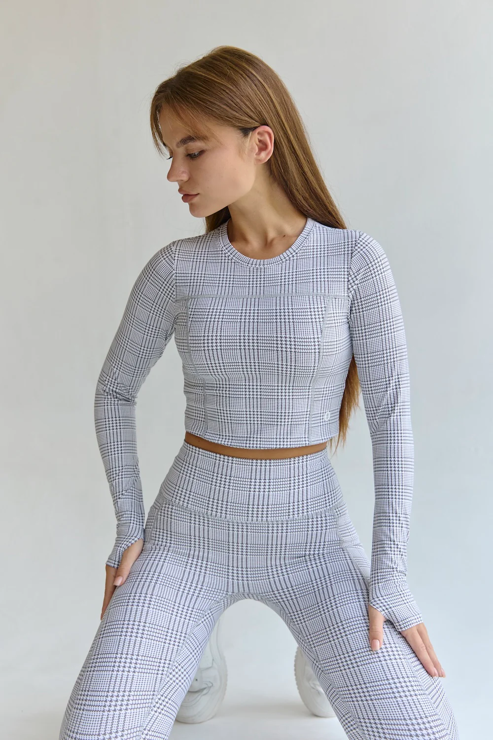 Astoria Airvíve Staple Sleeved Crop - Grey Plaid - Image 6
