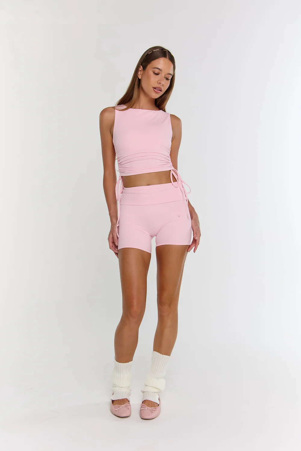 Astoria Airvíve Tie Ruched Sports Crop - Sweetheart Pink - Image 5