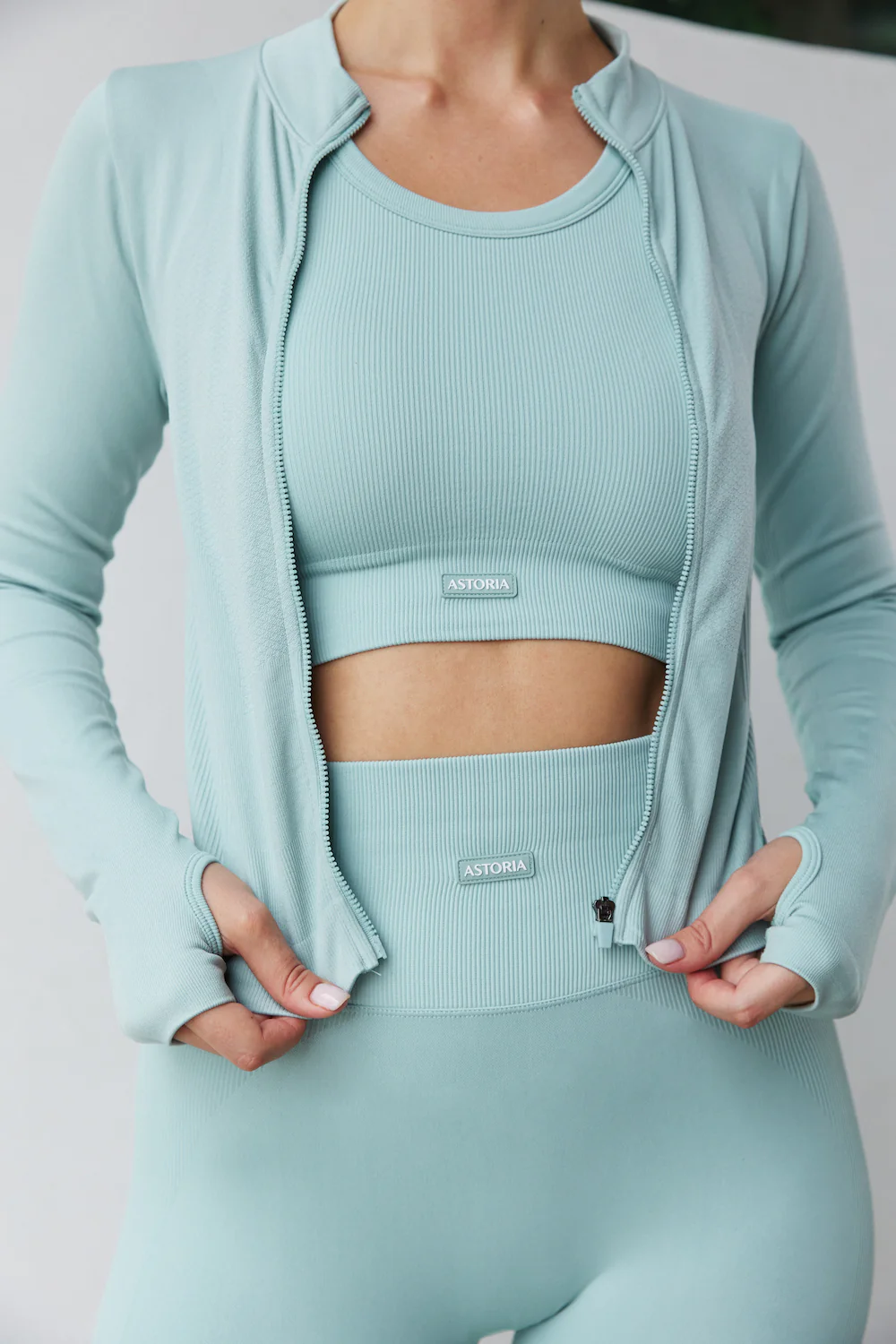 Astoria CONTOUR Ribbed Seamless Zip Up - Seafoam - Image 3