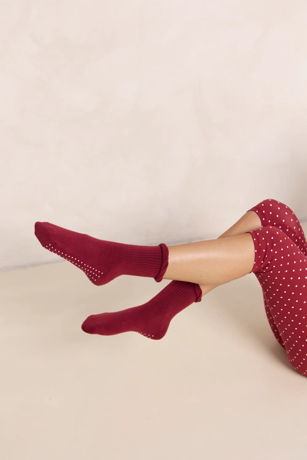 Astoria Grip Socks - Merlot Polka - Image 2