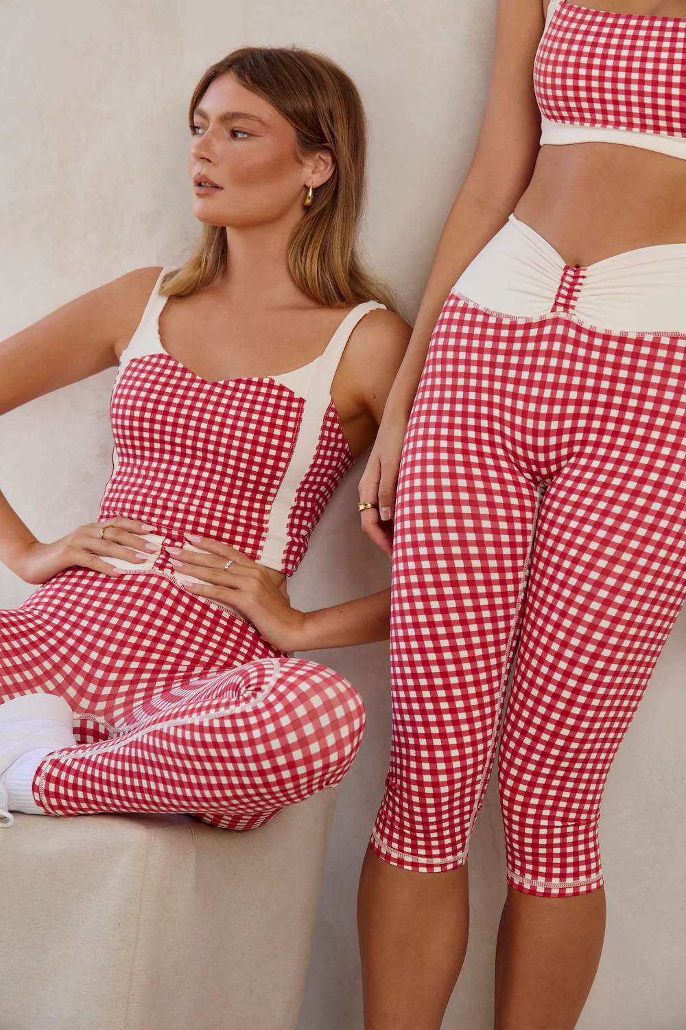 Astoria LUXE BALANCE Colorblock Sports Crop - Red Gingham - Image 10