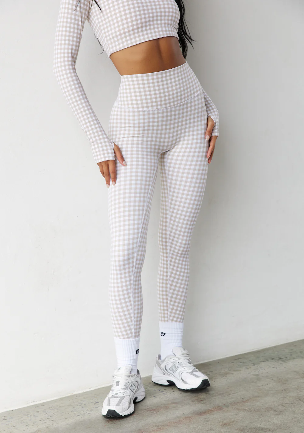 Astoria LUXE BALANCE Full Length Legging - Beige Gingham - Image 2