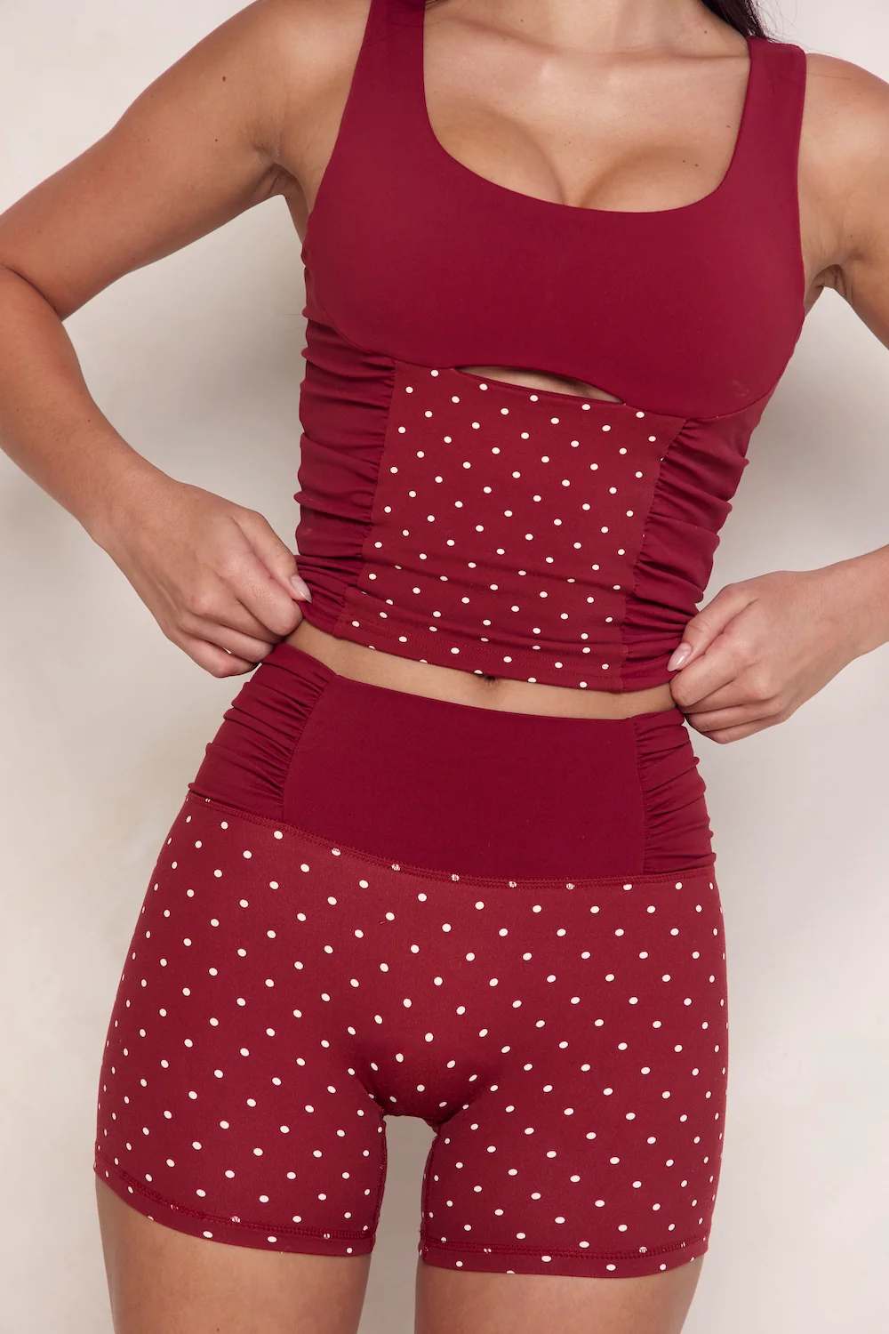 Astoria LUXE BALANCE Ruched Mini Short - Merlot Polka - Image 6