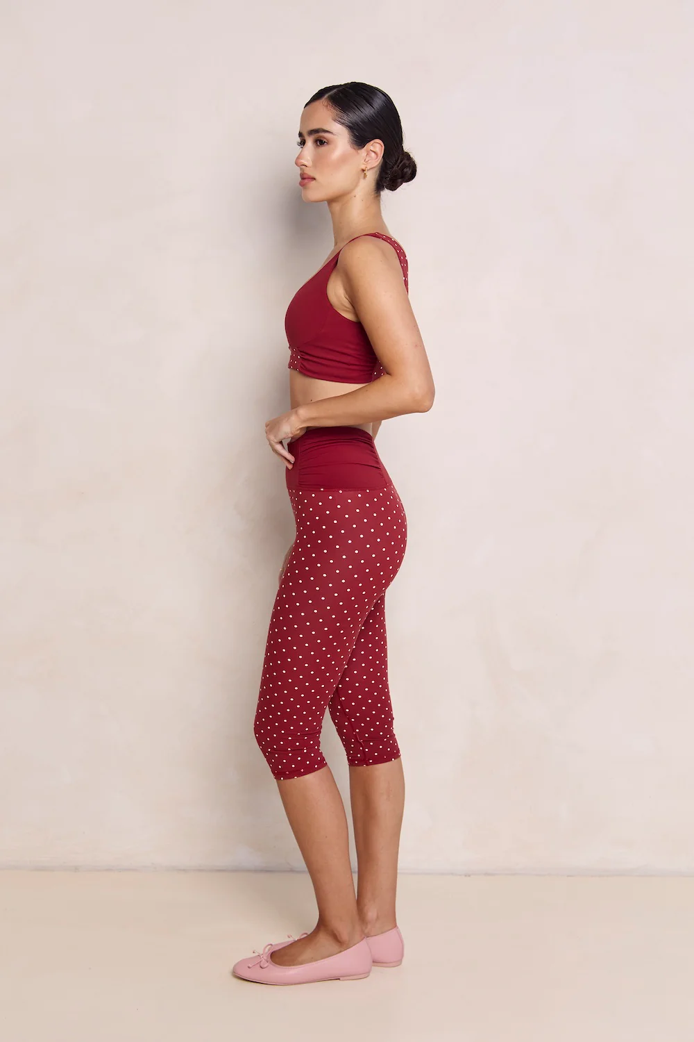 Astoria LUXE BALANCE Ruched Capri - Merlot Polka - Image 4