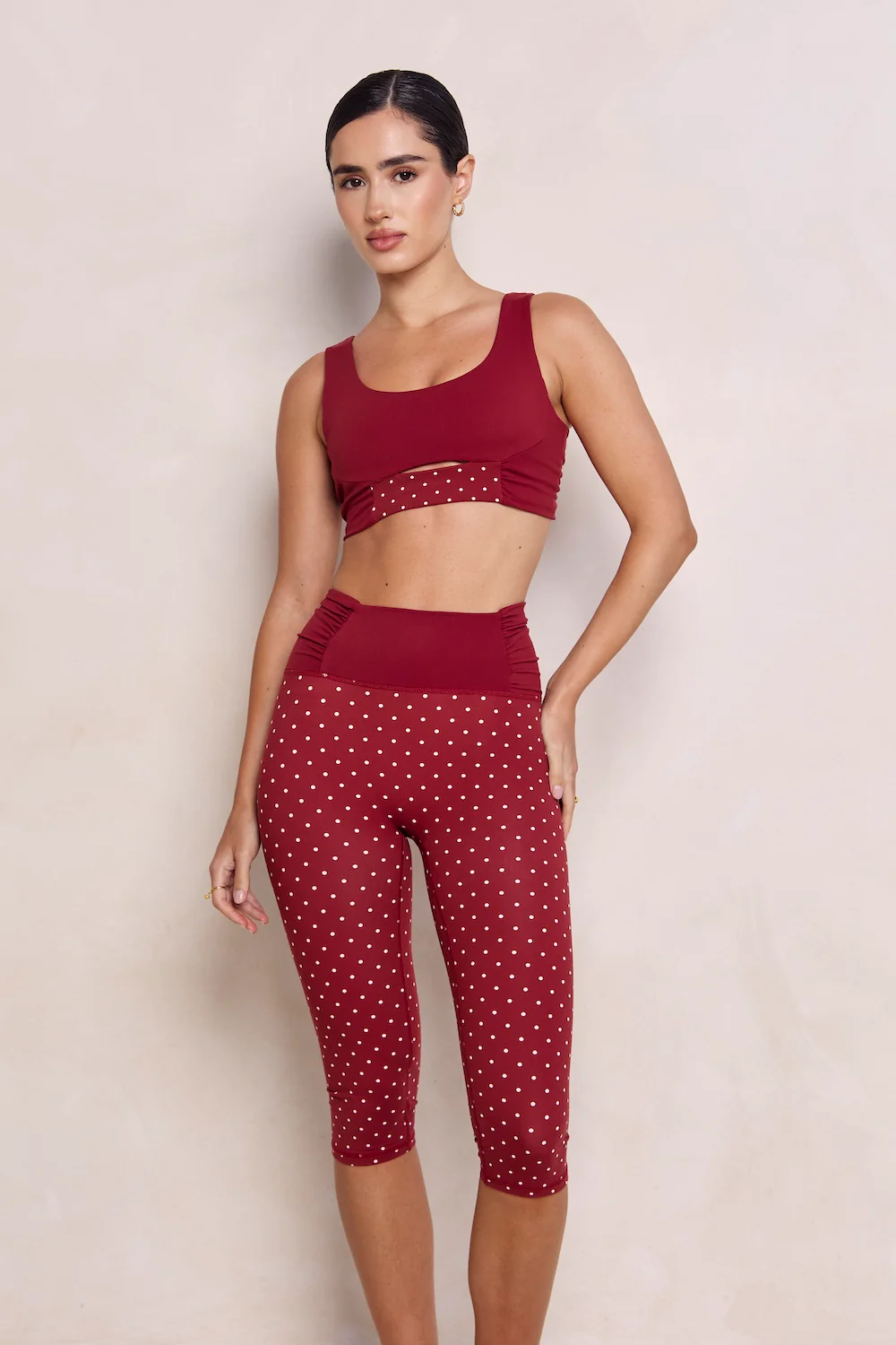 Astoria LUXE BALANCE Ruched Capri - Merlot Polka - Image 5