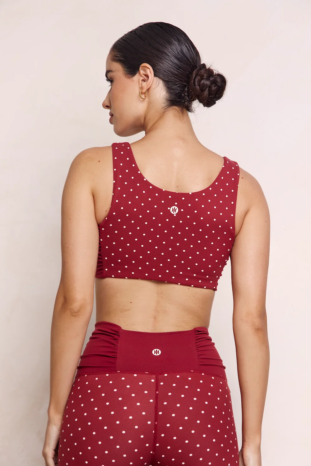 Astoria LUXE BALANCE Ruched Sports Crop - Merlot Polka - Image 2