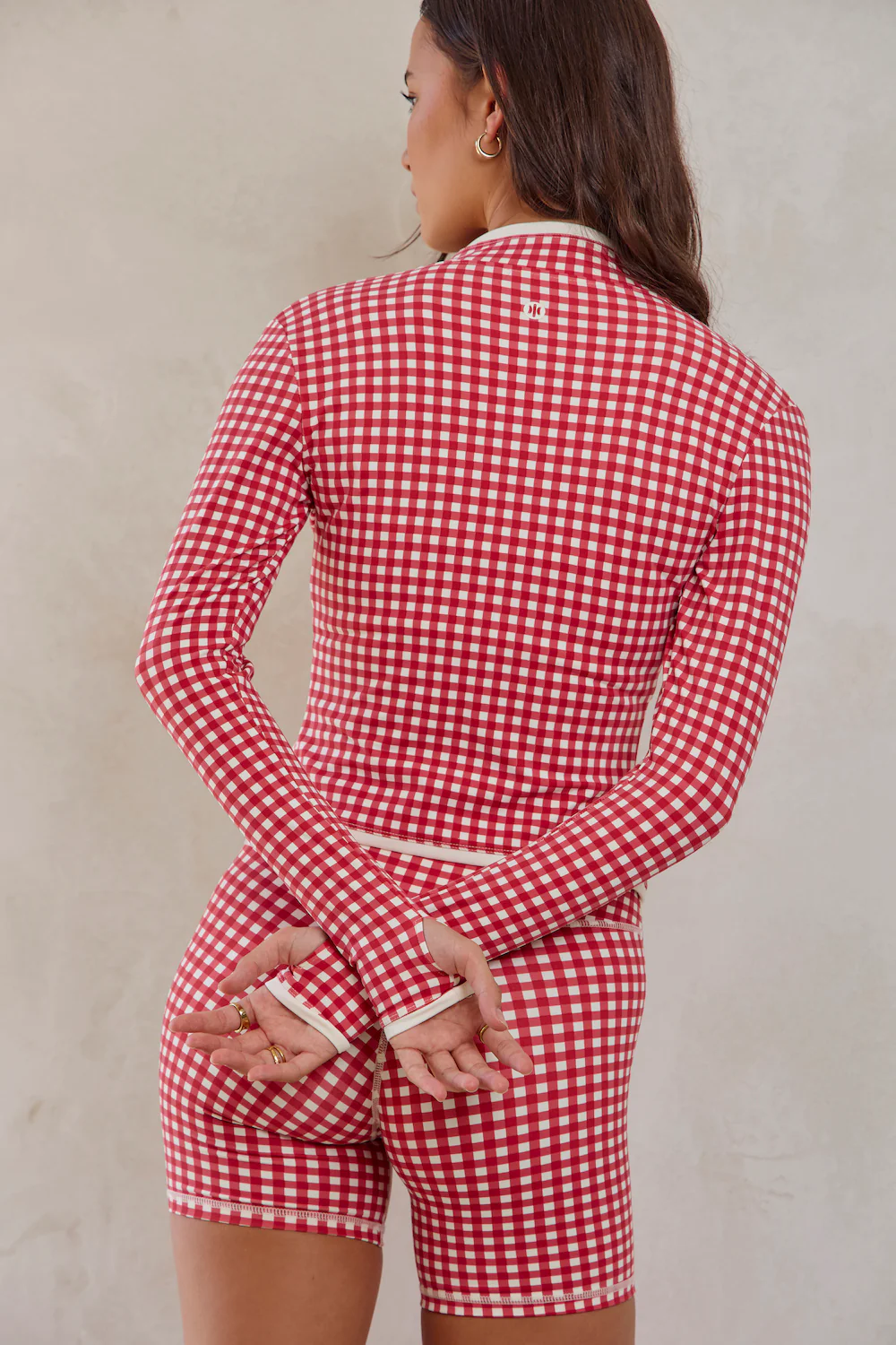 Astoria LUXE BALANCE Ruched Zip Up Jacket - Red Gingham - Image 5