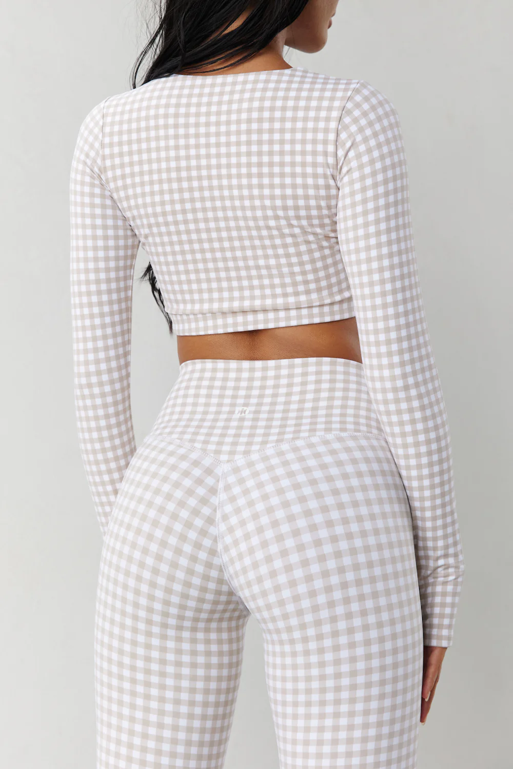 Astoria LUXE BALANCE Staple Sleeved Crop - Beige Gingham - Image 3