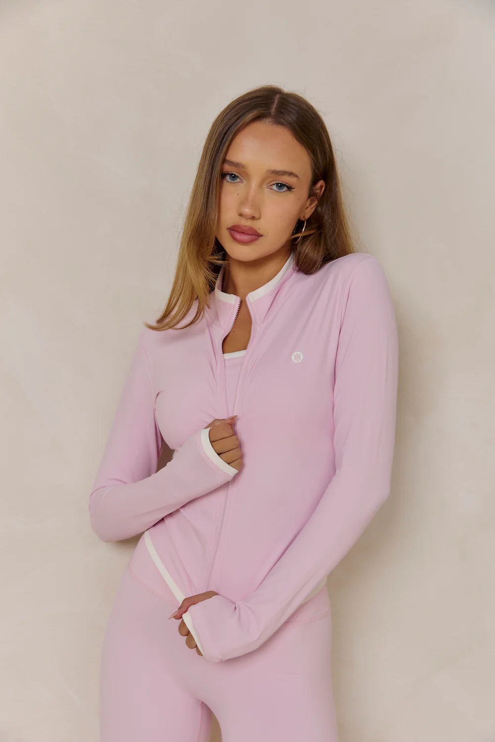 Astoria LUXE BALANCE Zip Up Jacket - Pink/Cream - Image 3