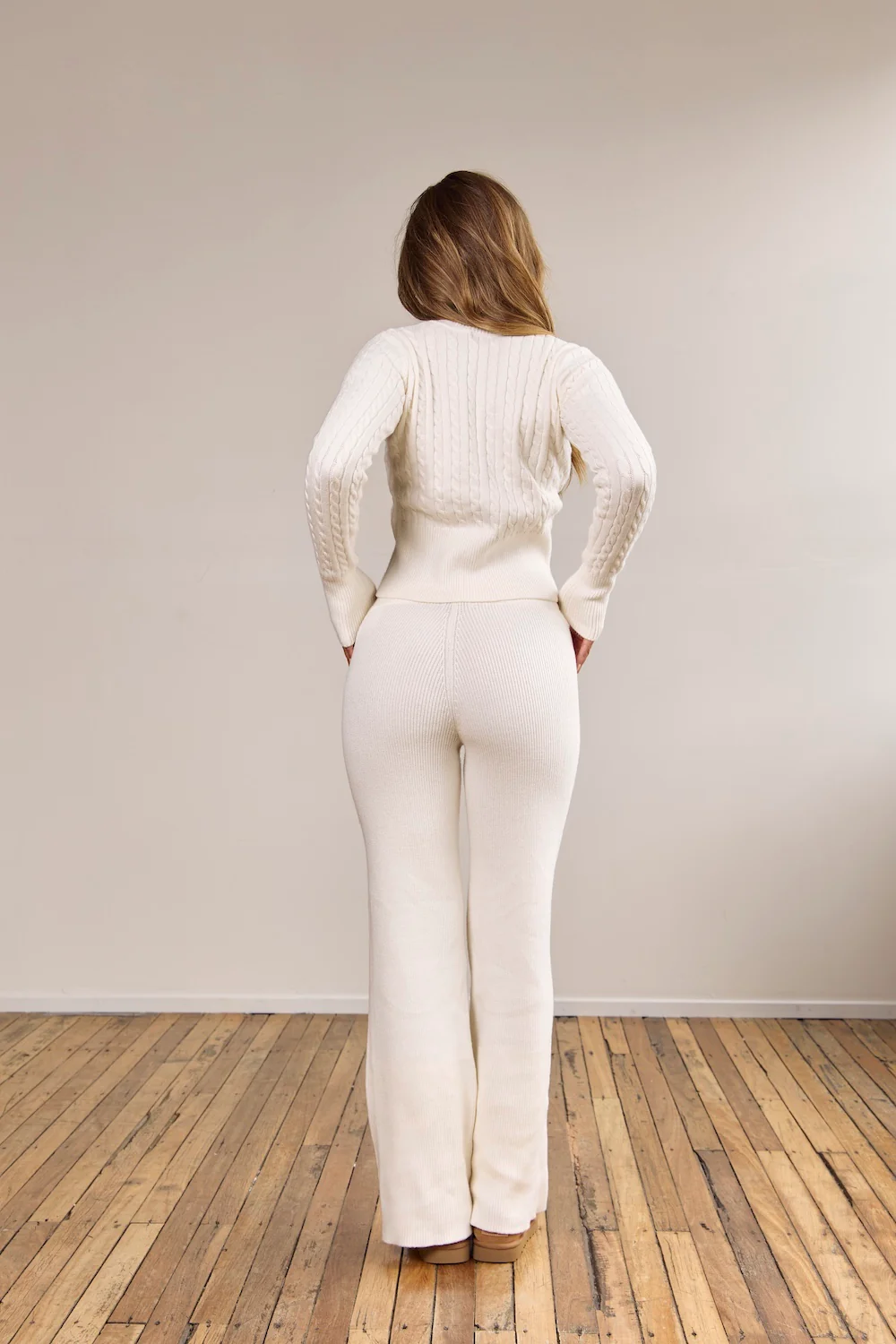 Astoria Rib Knit Pant - Ivory - Image 8